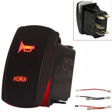 Momentary Red Laser Rocker Switch Horn Backlit LED Light on/off 5 Pin Boat Car